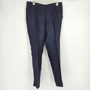 Etro 42 Pants Womens Pantalone Capri Blue Gray Casual Linen Blend Italy
